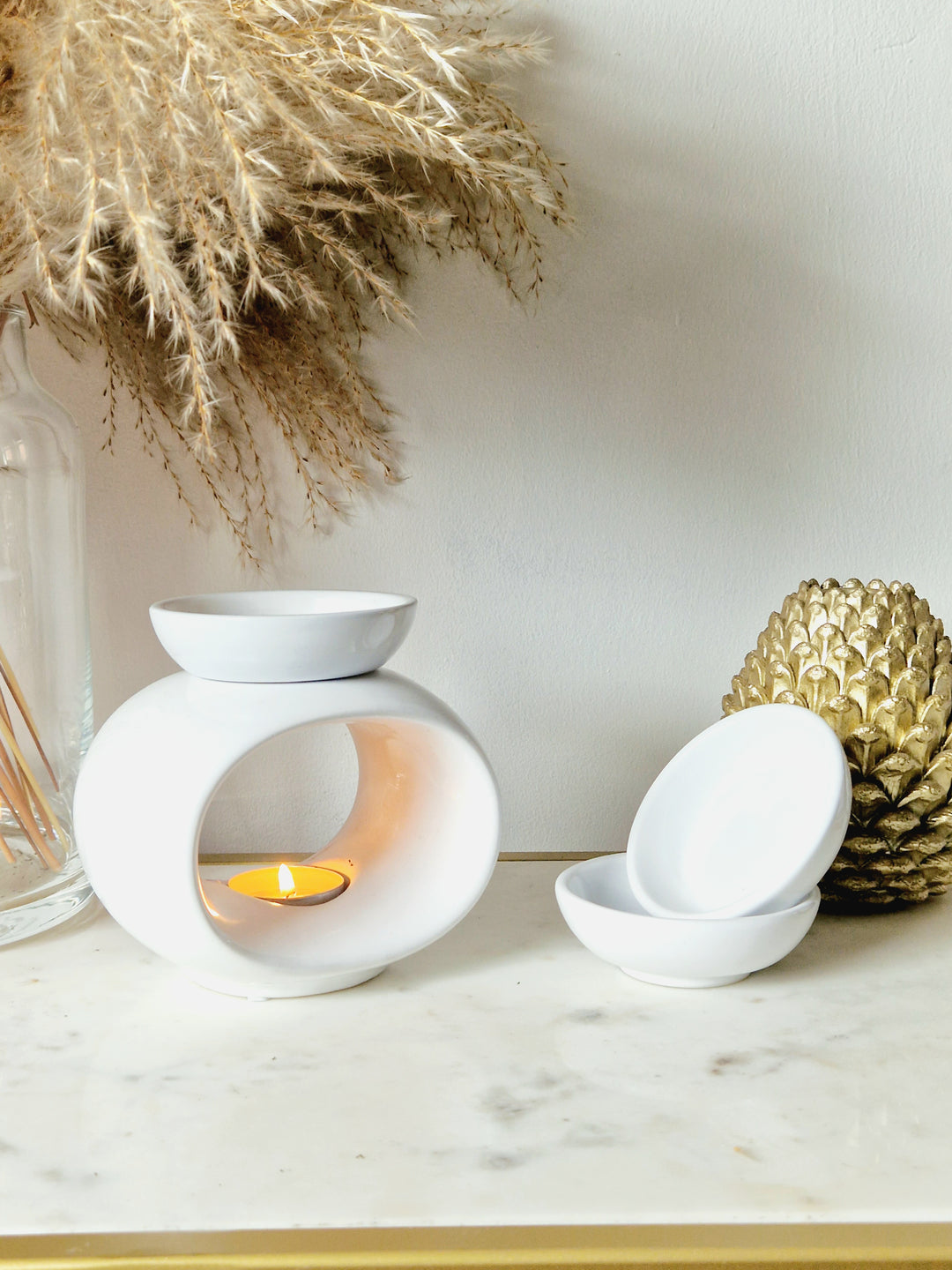Ceramic White Rome Trio | Wax Melt Tea-Lights Burner
