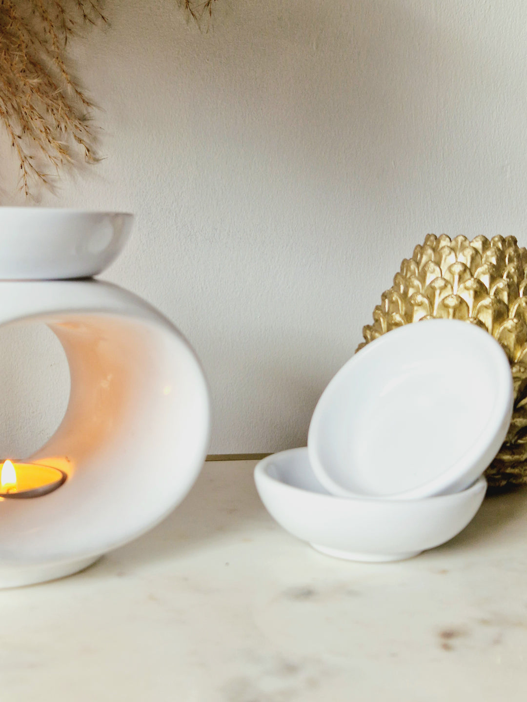 Ceramic White Rome Trio | Wax Melt Tea-Lights Burner