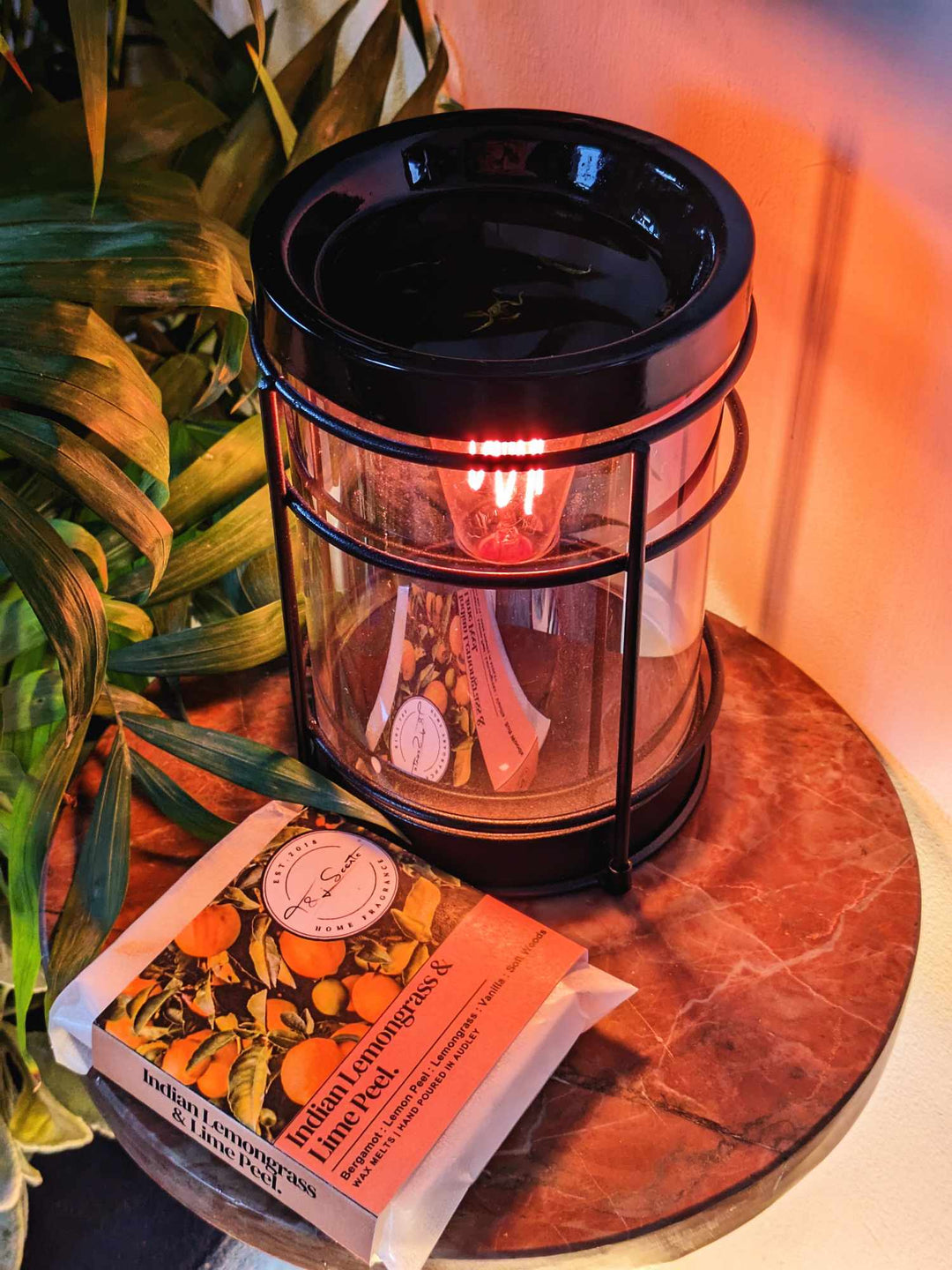 Smoked Glass Black Metal With A Free Wax Melt | Wax Melt Warmer