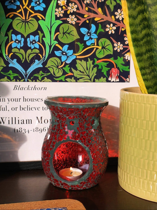 Red Crackle Wax Aarmer | Tea-light Burners