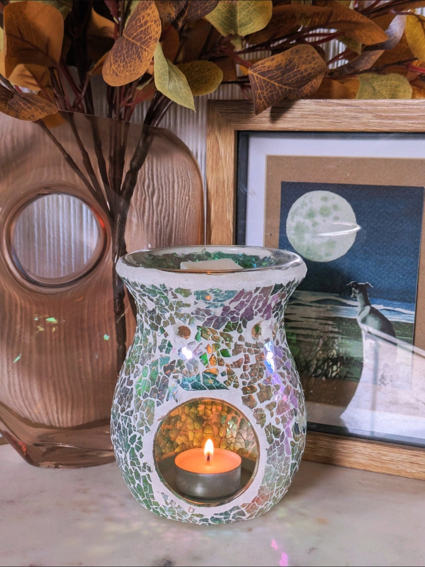 Light Blue Iridescent Crackle Wax Aarmer | Tea-light Burners