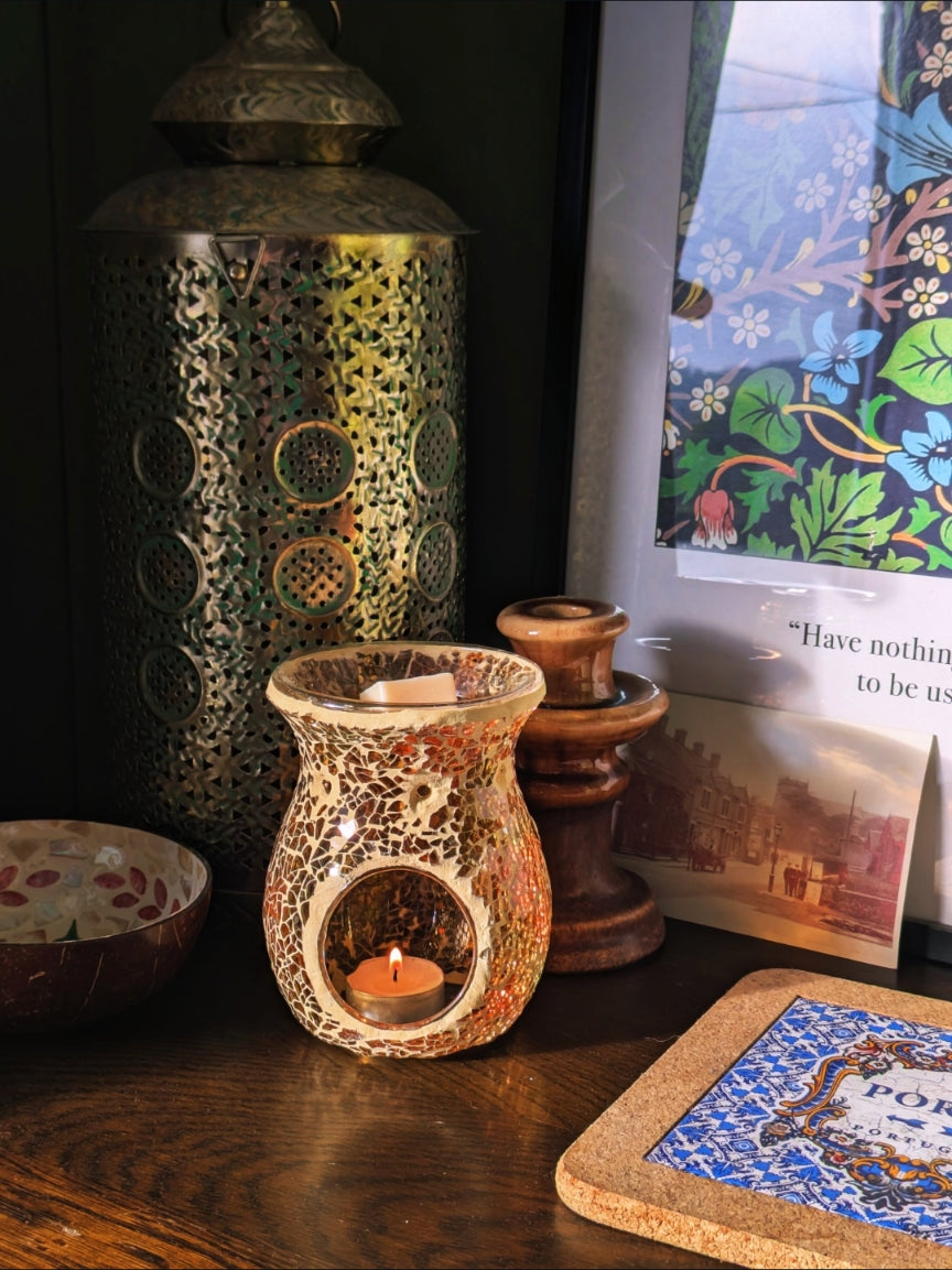 Amber Crackle Wax Aarmer | Tea-light Burners